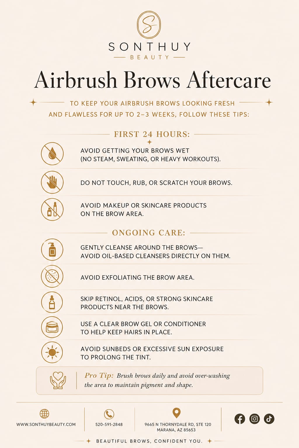 Sonthuy Beauty airbrush brows aftercare guide