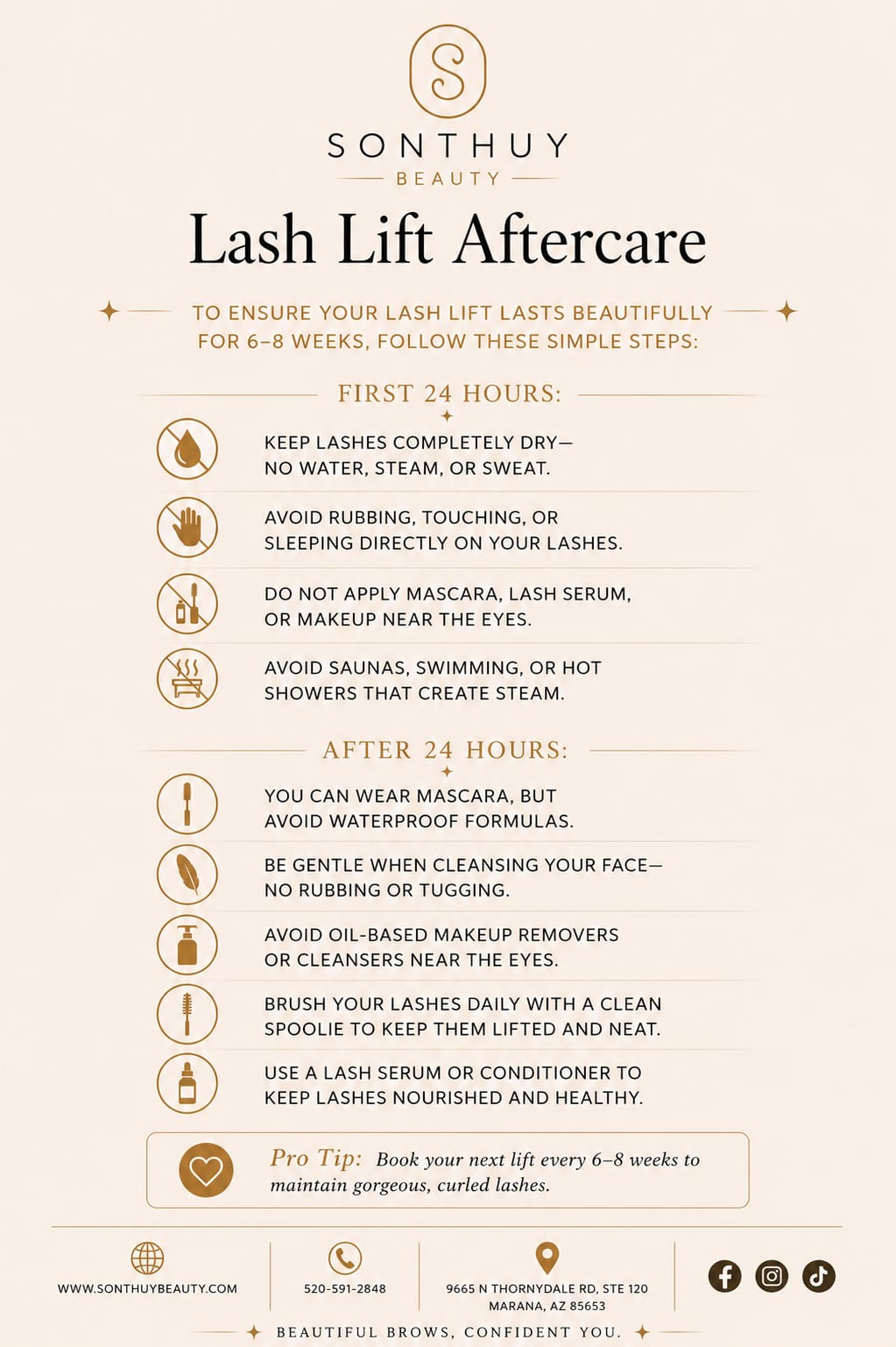 Sonthuy Beauty lash lift aftercare guide