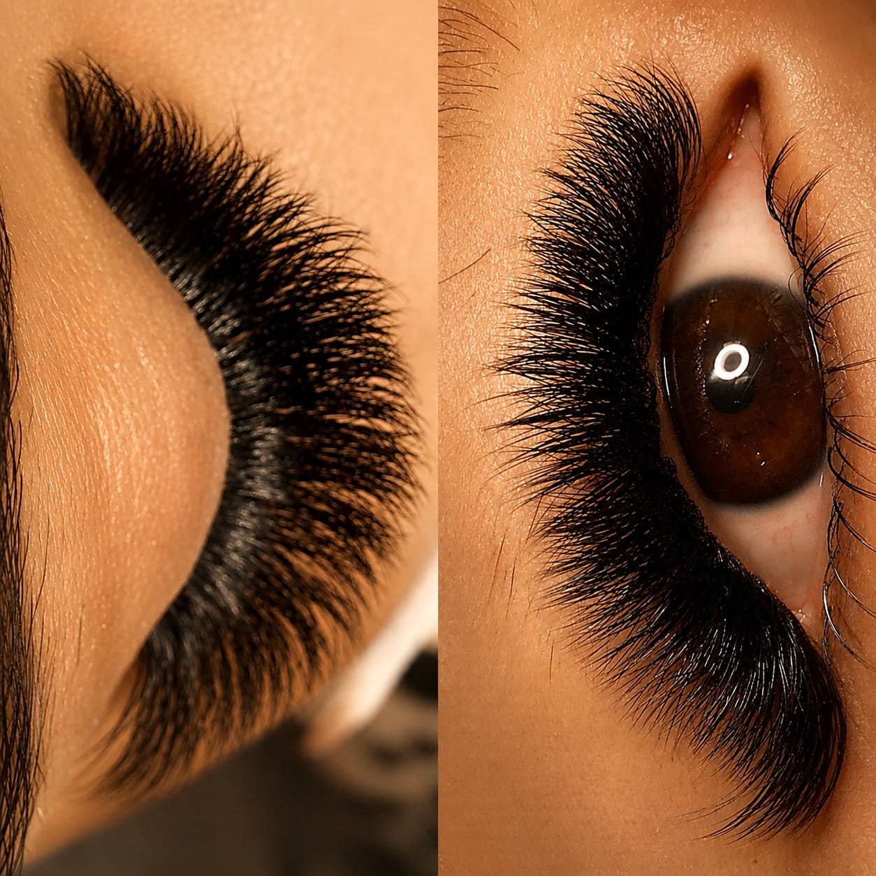 Mega volume lash extensions with dense, fine fans at Sonthuy Beauty, Tucson